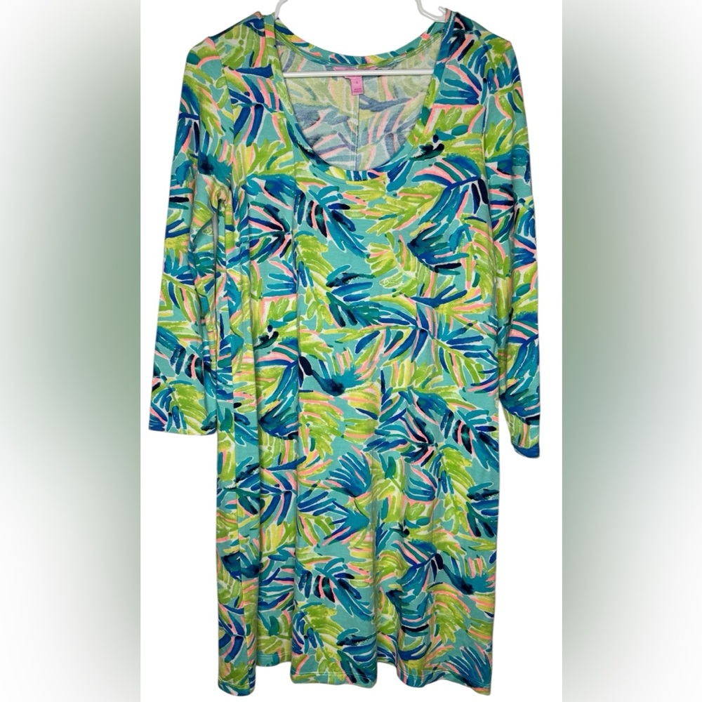 Lilly Pulitzer Palm Blue Green Devon Dress Serenity Now Womens Small - Picture 3 of 9